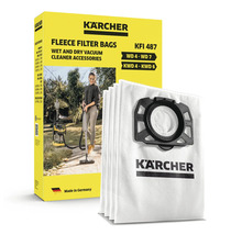 Kärcher fleecové filtrační sáčky KFI 487 v sadě pro vysavače na mokré a suché sání Kärcher řady WD 4 až WD 7 a KWD 4 až KWD 6 v obalu.