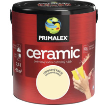 Primalex Ceramic interiérová barva, balení 2,5 litru, odstín citronový kalcit, omyvatelný nátěr se vydatností přibližně 35 metrů čtverečních.