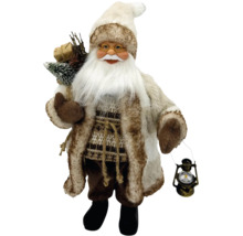 Dekorativní figurka Santa Claus s lucernou a balíčkem dárků jako vánoční dekorace