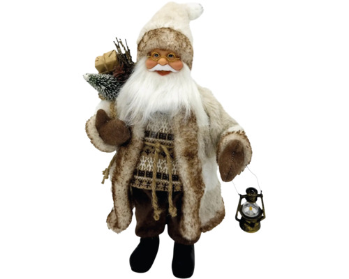 Dekorativní figurka Santa Claus s lucernou a balíčkem dárků jako vánoční dekorace