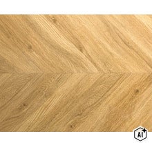 Laminátová podlaha s dekorem dubového dřeva a vzorem rybí kost (Image AI modified or generated)