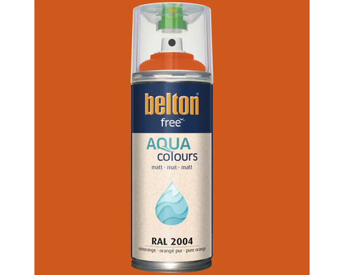 Sprejový lak Belton free Aqua v odstínu čistá oranžová matná RAL 2004