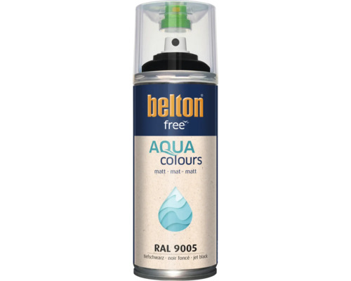 Sprejový lak Belton free Aqua Colours matný RAL 9005 hluboká černá 400 mililitrů