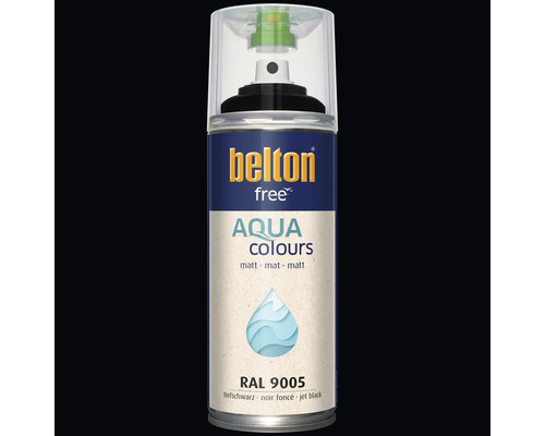 Sprejový lak Belton free Aqua Colours matný v odstínu RAL 9005 hluboká černá