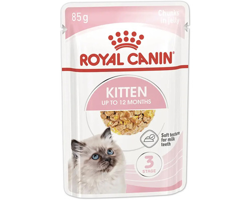 Royal Canin Kitten mokré krmivo pro koťata do dvanácti měsíců v 85 gramové kapsičce s kousky v želé.