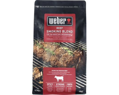 Udicí směs Weber Beef Smoking Blend na hovězí maso, znovu uzavíratelný sáček s obsahem 0,7 kilogramu.
