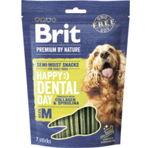 Brit Premium by Nature dentální pamlsek pro dospělé psy, velikost M, 7 tyčinek, obohaceno o kolagen a spirulinu.