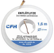 Odsávací knot CFH na cívce, průměr 2,0 milimetry, délka 1,6 metru, pro odpájení a odstranění cínu z elektronických součástek.