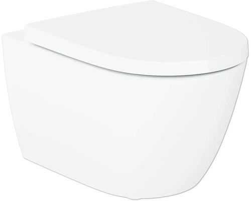 Závěsné WC ze sanitární keramiky s toaletním sedátkem, moderní design do koupelny.