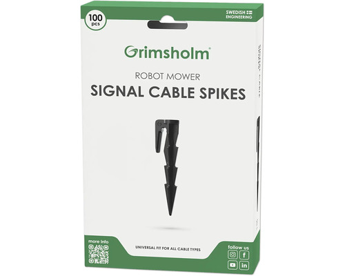 Grimsholm kolíky pro ohraničující kabel robotické sekačky, 100 kusů, plastové hřeby pro upevnění signálního kabelu.