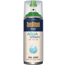 Sprejový lak Belton Free Aqua Colours v matném listově zeleném odstínu RAL 6002