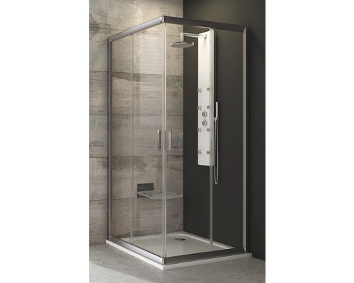 Sprchový kout RAVAK Blix BLRV2-80 satin+Transparent 190 cm 1LV40U00Z1 Sprchový kout s hlavovou sprchou, sprchovým panelem a sedadlem