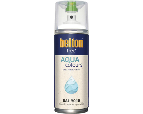 Sprejový lak Belton Free Aqua matný v čistě bílé barvě RAL 9010
