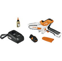 Akumulátorová zahradní pila Stihl GTA 20 se sadou nabíječky AL 1 a akumulátoru AS 2 včetně víceúčelového oleje