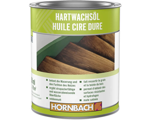 Dóza s tvrdým voskovým olejem HORNBACH pro péči o dřevo zajišťující odolné a vodoodpudivé povrchy.