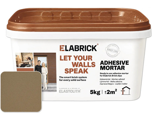 Lepicí malta Elabrick pro obkladové pásky v 5 kilogramovém kbelíku na přibližně 2 metry čtvereční