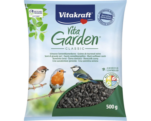 Vitakraft Vita Garden Classic černé slunečnicové semínka krmivo pro volně žijící ptáky 500 gramů