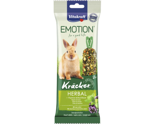 Vitakraft Emotion Kräcker pro zakrslé králíky s bylinkami, tymiánem a bazalkou, 2 kusy.