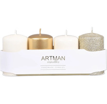 Sada čtyř sloupových svíček Artman Candles balených v papírovém pásku