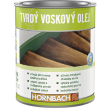 Plechovka s tvrdým voskovým olejem na dřevo s logem Hornbach a symbolem vhodnosti pro dětské hračky