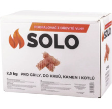Karton s 2,5 kilogramy podpalovače z dřevité vlny SOLO pro grily, krby, kamna a kotle.