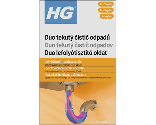 HG Duo tekutý čistič odpadů pro kuchyně 2 krát 500 mililitrů