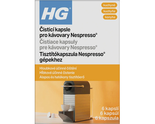 HG čisticí kapsle pro kávovary Nespresso, balení obsahuje 6 kapslí pro hloubkové čištění.