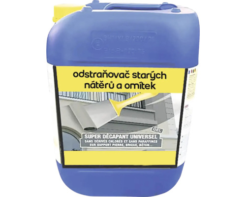 Univerzální odstraňovač starých nátěrů a omítek v plastovém kanystru.