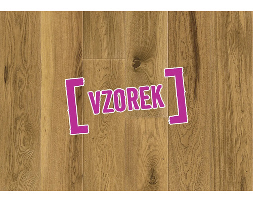 Vzorek parketové podlahy z dubového dřeva s viditelnou kresbou a suky