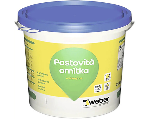 Pastovitá omítka Weber Saint Gobain weberpas v kbelíku o hmotnosti 25 kilogramů