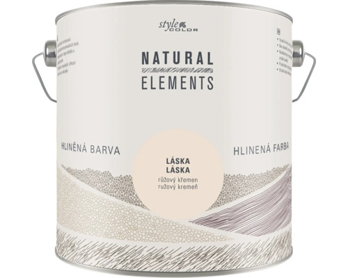 Hliněná barva StyleColor Natural Elements v plechovce, odstín Láska, pro použití v interiéru.