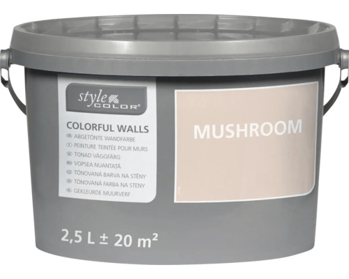 Plastový kbelík s 2,5 litry nástěnné barvy Style Color v odstínu Mushroom na 20 metrů čtverečních