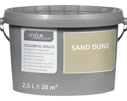 Kbelík nástěnné barvy StyleColor Colorful Walls v odstínu Sand Dune pro plochu 20 metrů čtverečních.