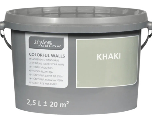 Nátěrová barva na stěny StyleColor Colorful Walls v kbelíku o objemu 2,5 litru v khaki barvě