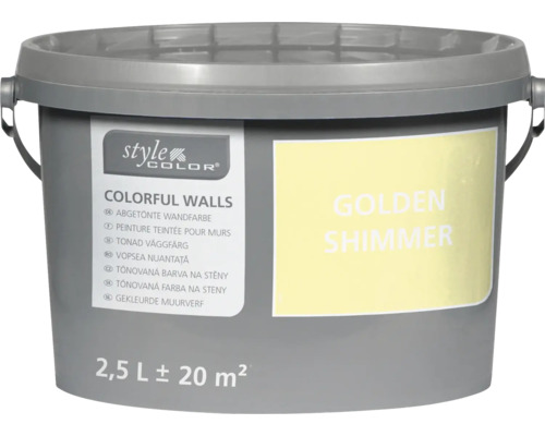 Nástěnná barva Style Color Colorful Walls v kbelíku o objemu 2,5 litru, odstín Golden Shimmer, pro plochu přibližně 20 metrů čtverečních
