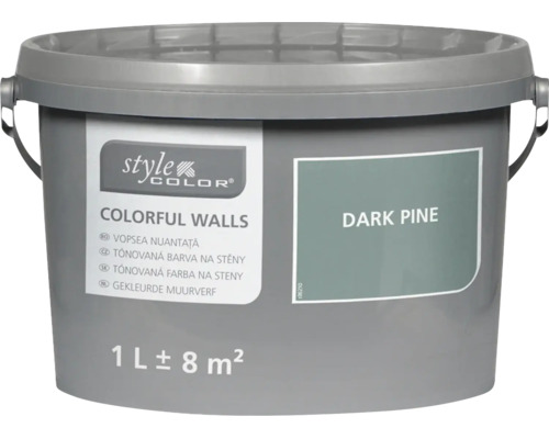 Jeden litr barvy na stěny Style Color Colorful Walls v odstínu Dark Pine