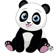 Roztomilá ilustrace pandy jako samolepka na zeď do dětského pokoje. (Image AI modified or generated)