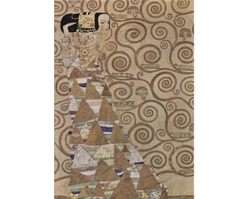 Nástěnná dekorace umělecký tisk Gustav Klimt Očekávání s ornamentálními spirálovými vzory