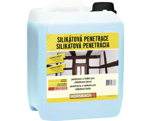 Kanystr se silikátovou penetrací na fasády pro zpevnění a ředění silikátových barev včetně loga Hornbach