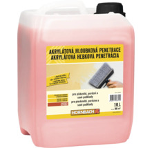 Akrylátová hloubková penetrace HORNBACH v 10 litrovém kanystru pro zpevnění savých a porézních podkladů v interiéru i exteriéru.