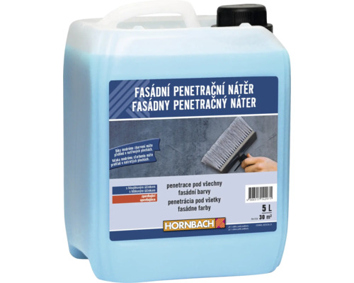 HORNBACH fasádní penetrační nátěr 5 litrů pro zpevnění a hloubkovou penetraci fasádních povrchů.