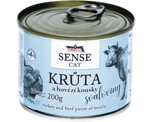 Konzerva Falco Sense Cat krmivo pro kocky kruta a hovezi 200 gramu