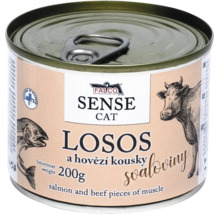 Konzerva pro kočky Falco Sense Cat s lososem a hovězími kousky 200 gramů