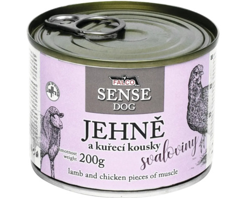 Konzerva pro psy Falco Sense Dog jehněčí a kuřecí maso 200 gramů