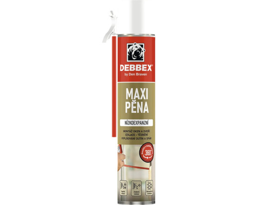 Debbex Maxi pěna nízkoexpanzní montážní pěna s aplikátorem pro okna a dveře