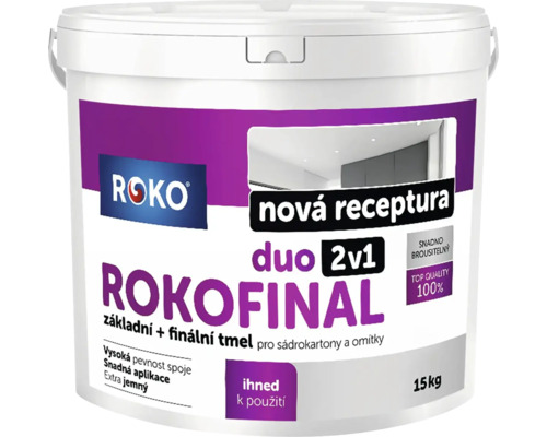 ROKO ROKOFINAL Duo 2v1 základní a finální tmel na sádrokartony a omítky v patnáctikilovém kbelíku
