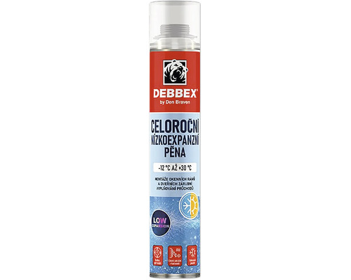 Debbex celorocni nizkoexpanzni pena pro montaz oken a dvernich zarubni v doze.