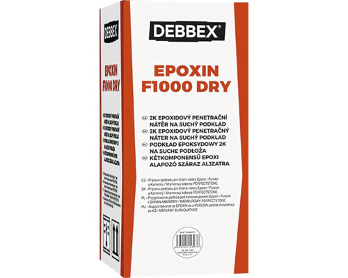 Dvousložkový epoxidový penetrační nátěr Debbex Epoxin F1000 Dry na suché podklady v balení