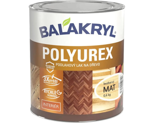 Plechovka Balakryl Polyurex matný lak na dřevěné podlahy 0,6 kilogramu pro interiér