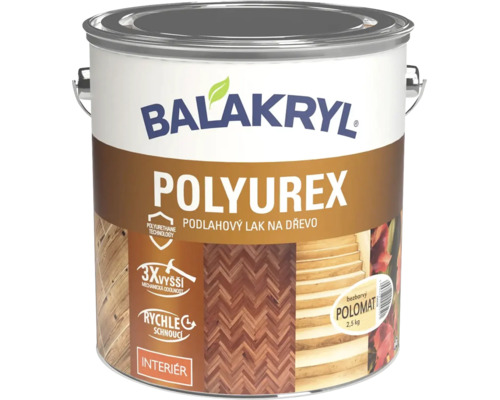 Balakryl Polyurex podlahový lak na dřevo, polomatný, dva komma pět kilogramu
